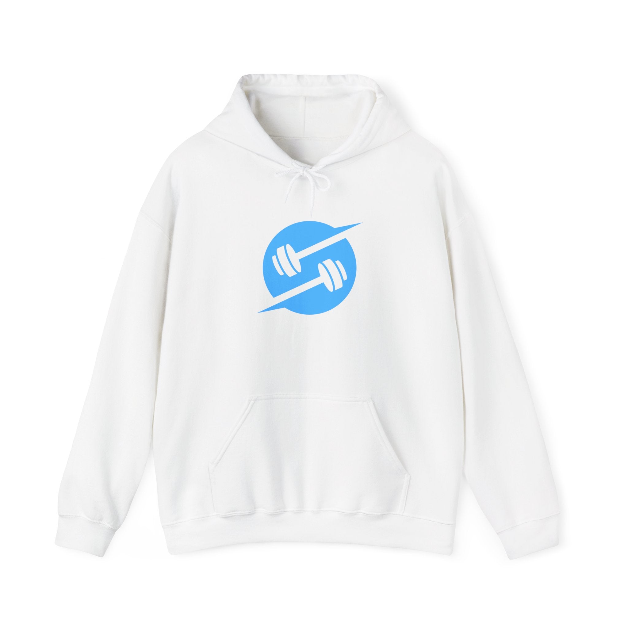 Fitness Bolt Hoodie – Blue Dumbbell Gym Logo Sweatshirt