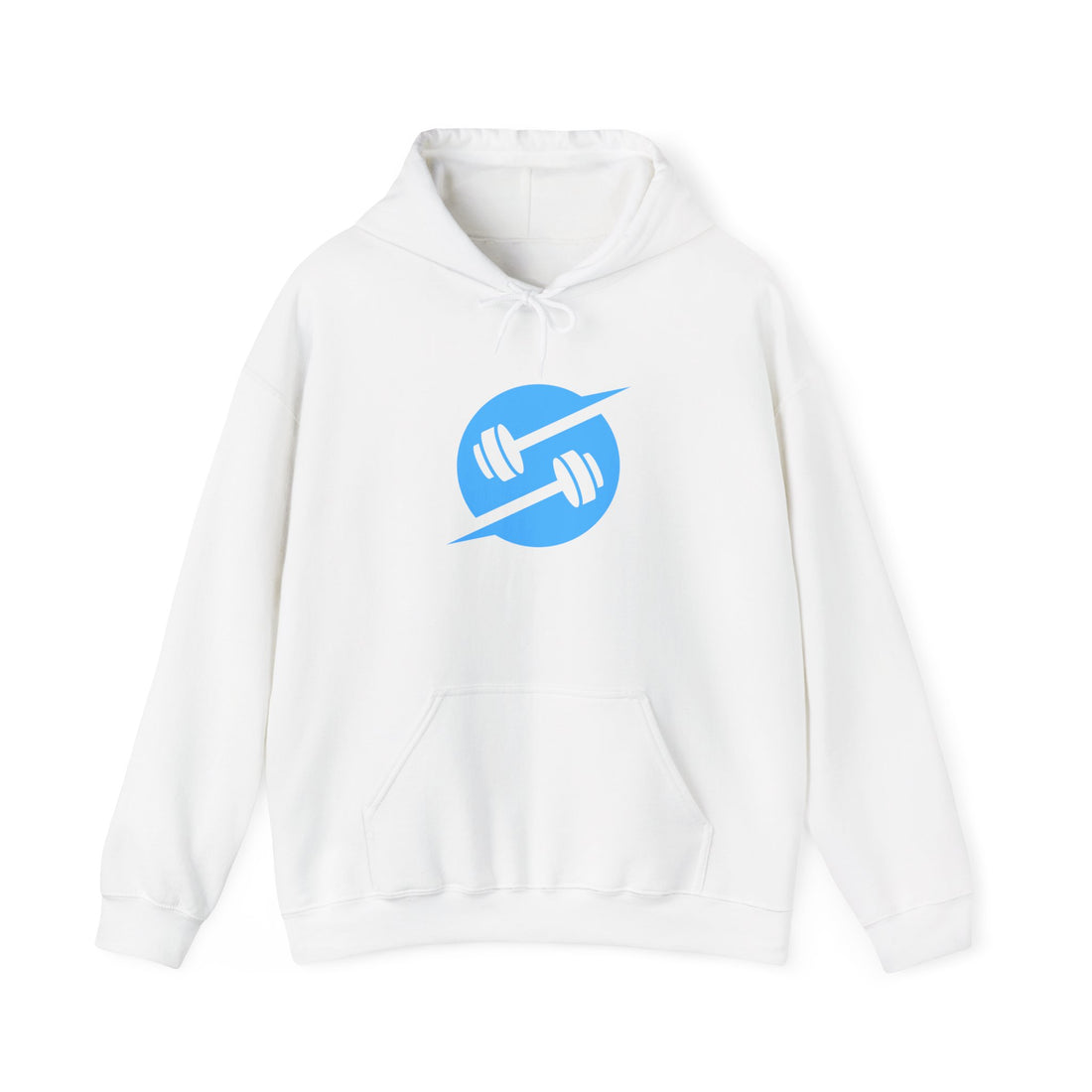 Fitness Bolt Hoodie – Blue Dumbbell Gym Logo Sweatshirt