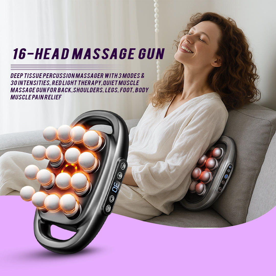 16 Head Muscle Massage Gun Deep Tissue Percussion Recovery Device