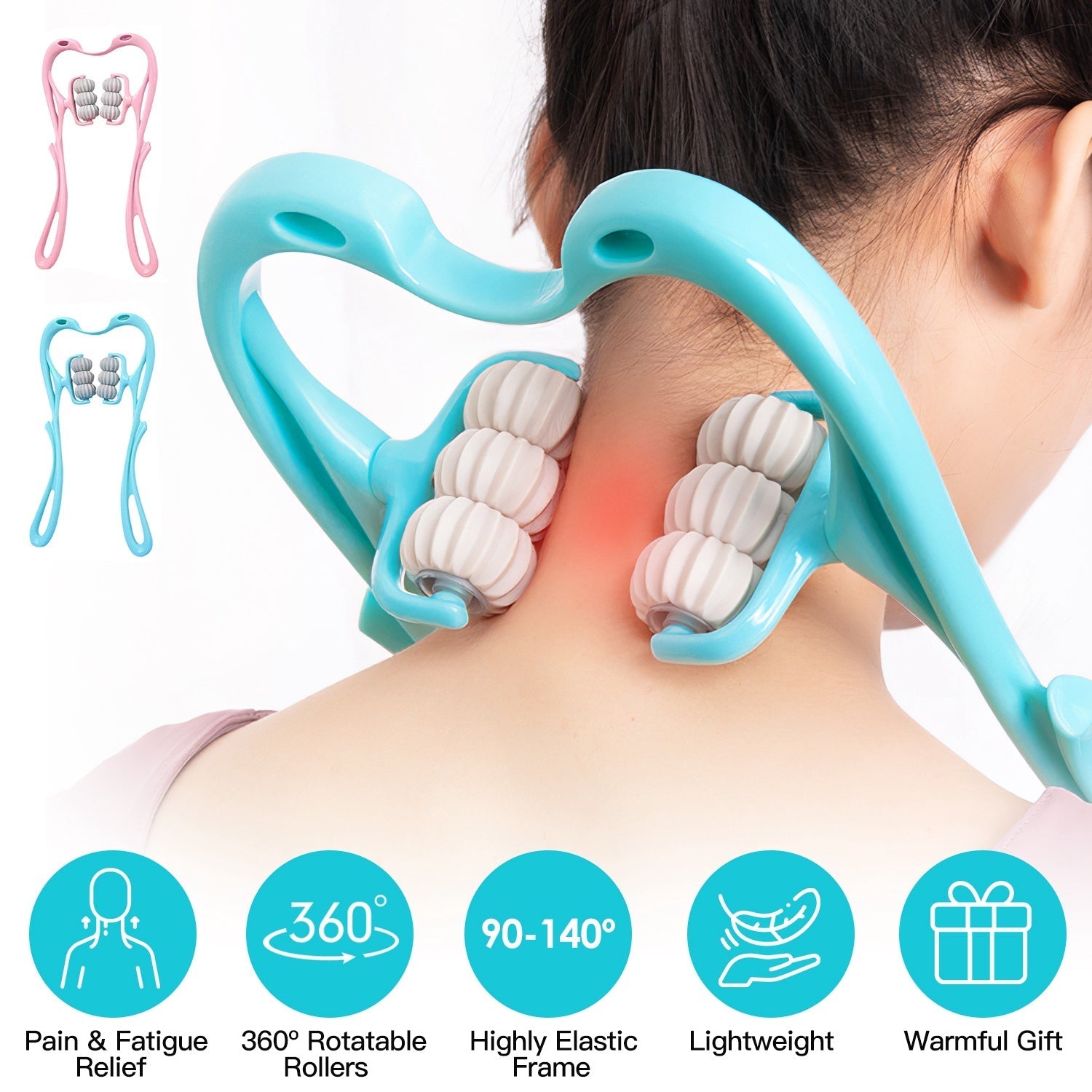 360 Rotatable Neck Roller Massager Trigger Point Portable Pain Relief