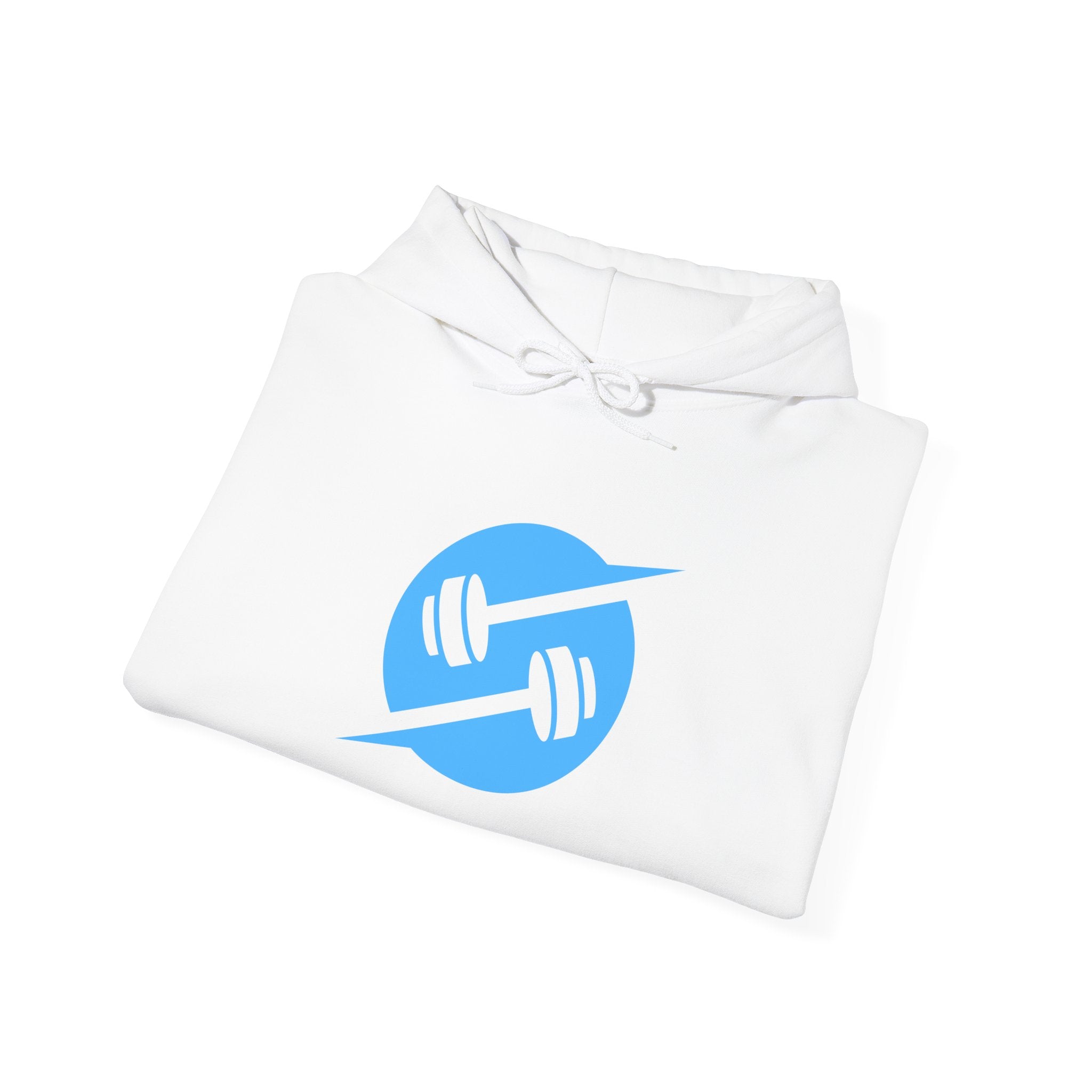 Fitness Bolt Hoodie – Blue Dumbbell Gym Logo Sweatshirt