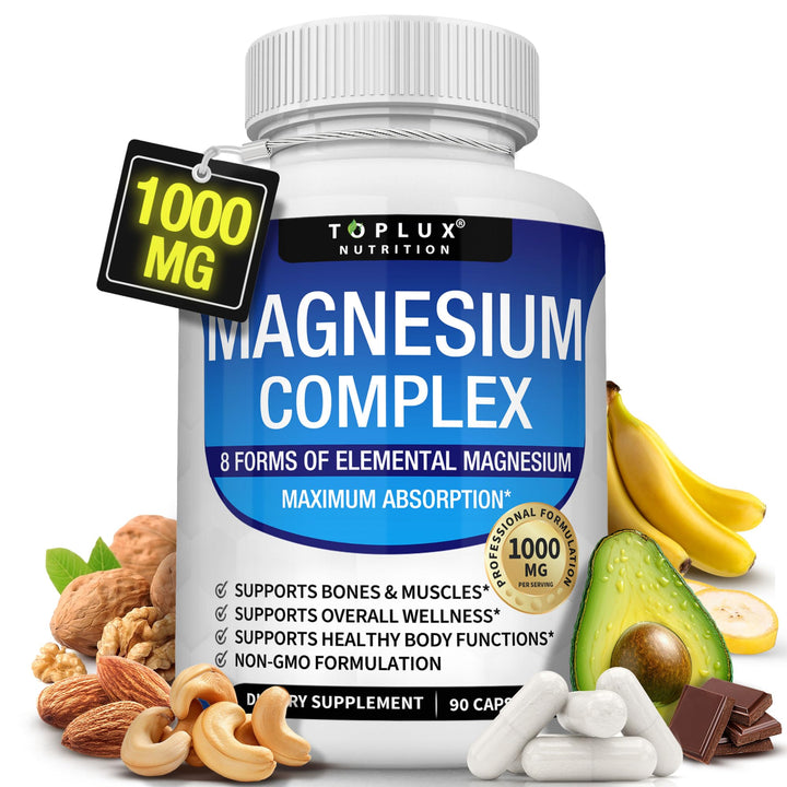 Magnesium Complex 8 Forms 1000mg Vegan Supplement Capsules Absorption