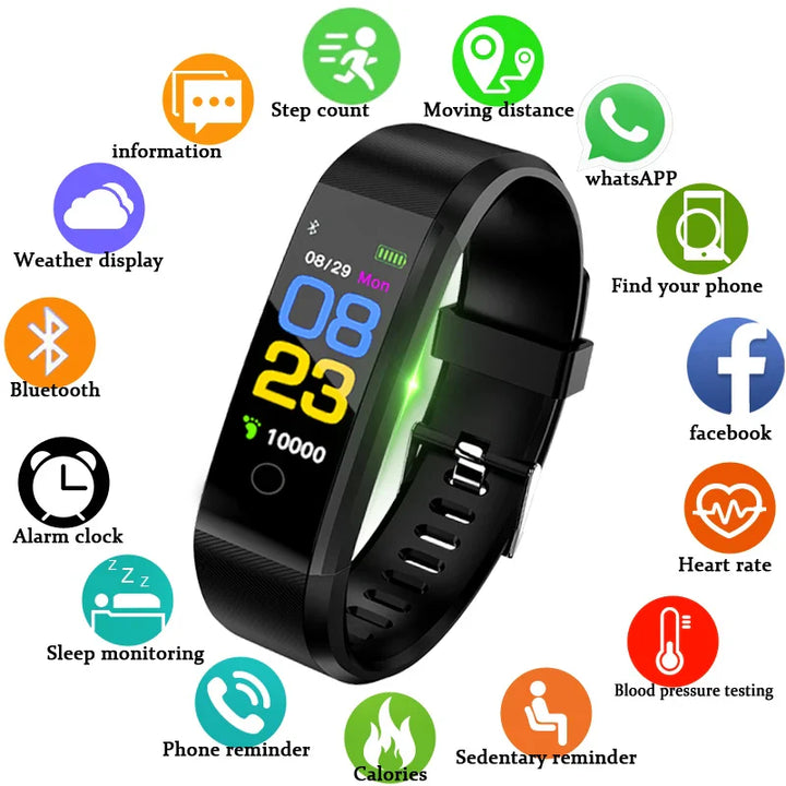 Smartwatch Men Women Heart Rate Blood Pressure Fitness Tracker