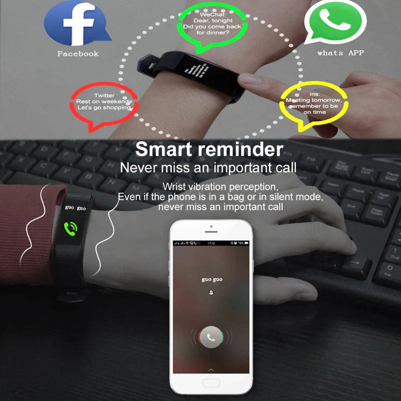 Smartwatch Men Women Heart Rate Blood Pressure Fitness Tracker