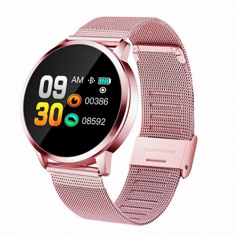 Q8 LED Bluetooth Smartwatch Stainless Steel Waterproof Fitness Tracker