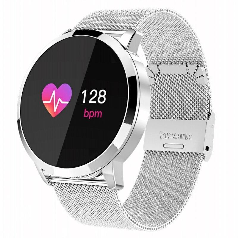 Q8 LED Bluetooth Smartwatch Stainless Steel Waterproof Fitness Tracker