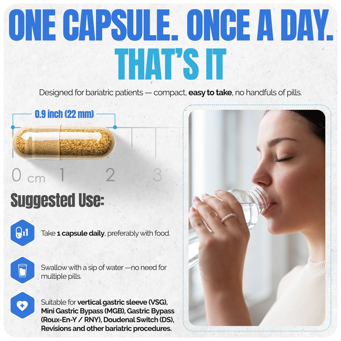 Methylated Bariatric Multivitamins with 45mg Iron 1 capsule a day