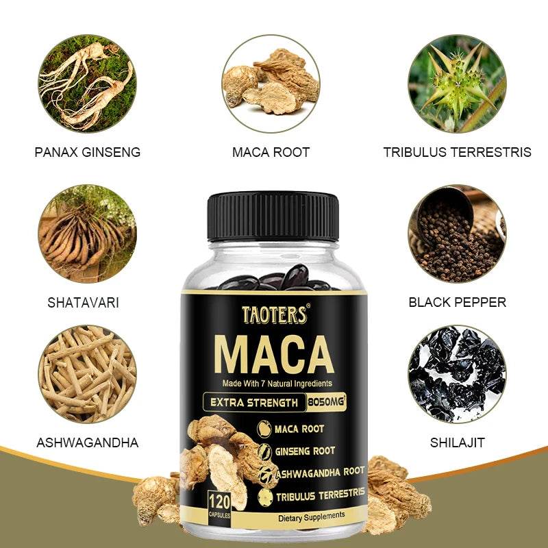 Maca Root Capsules Men Energy Performance Recovery Supplement Natural