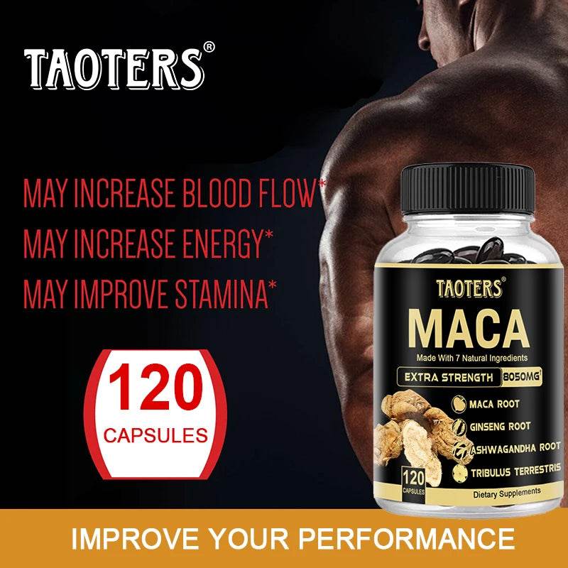Maca Root Capsules Men Energy Performance Recovery Supplement Natural