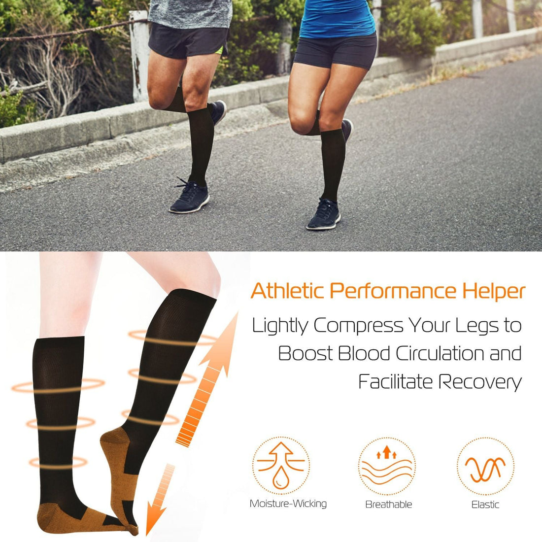 Unisex Copper Compression Socks for Support & Recovery