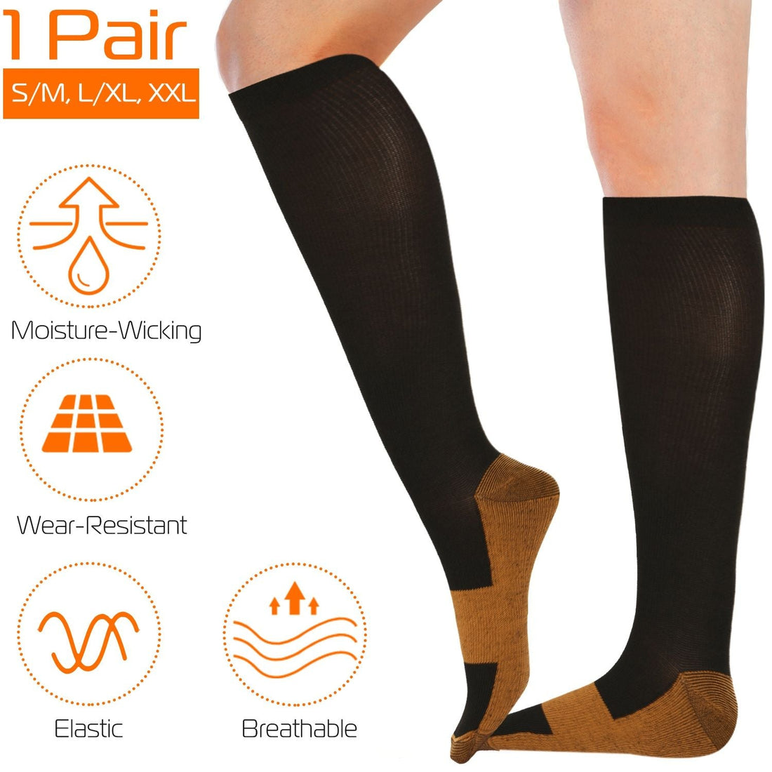 Unisex Copper Compression Socks for Support & Recovery