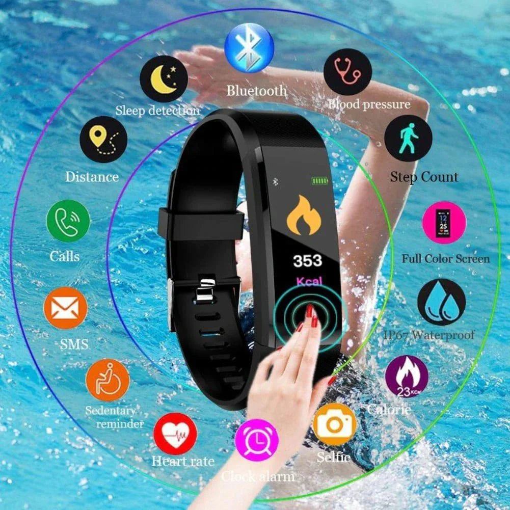 Waterproof Fitness Tracker Smart Watch with Heart Rate, BP, Sleep & Multi‑Sport