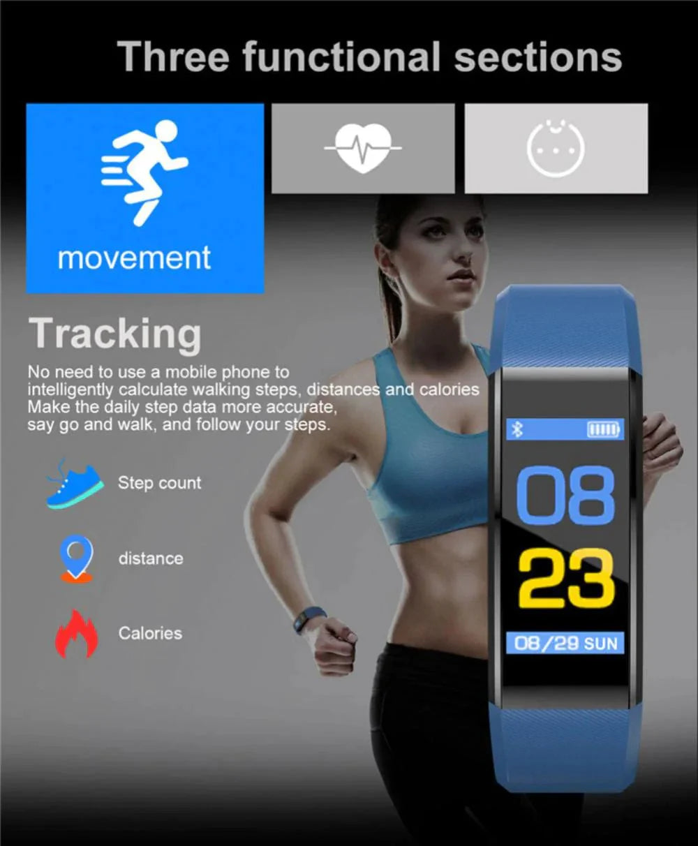 Waterproof Fitness Tracker Smart Watch with Heart Rate, BP, Sleep & Multi‑Sport