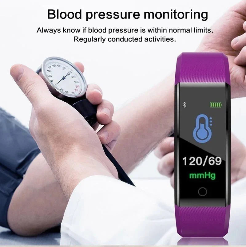 Waterproof Fitness Tracker Smart Watch with Heart Rate, BP, Sleep & Multi‑Sport